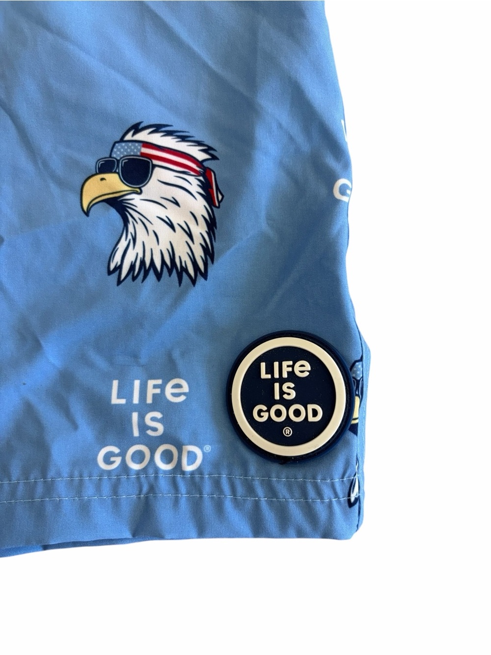 Life Is Good Blue Brief Lined Swim Trunks 50+ UPF Board Shorts Men's S NWOT - Picture 4 of 5